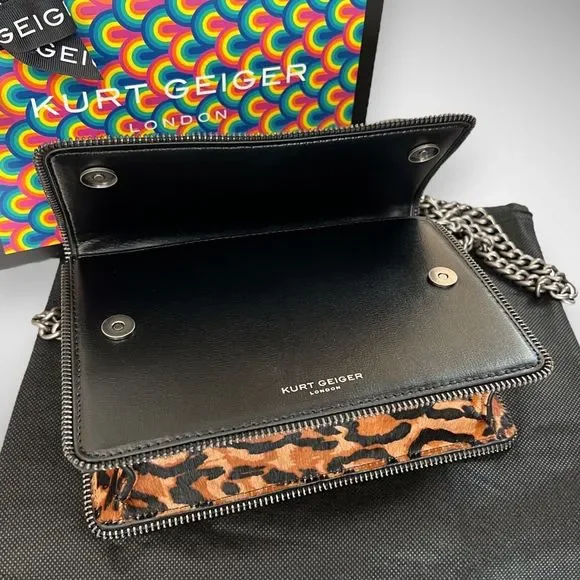 NWT Kurt Geiger London Shoreditch Small Leather & Genuine Calf Hair Shoulder Bag - Picture 12 of 17